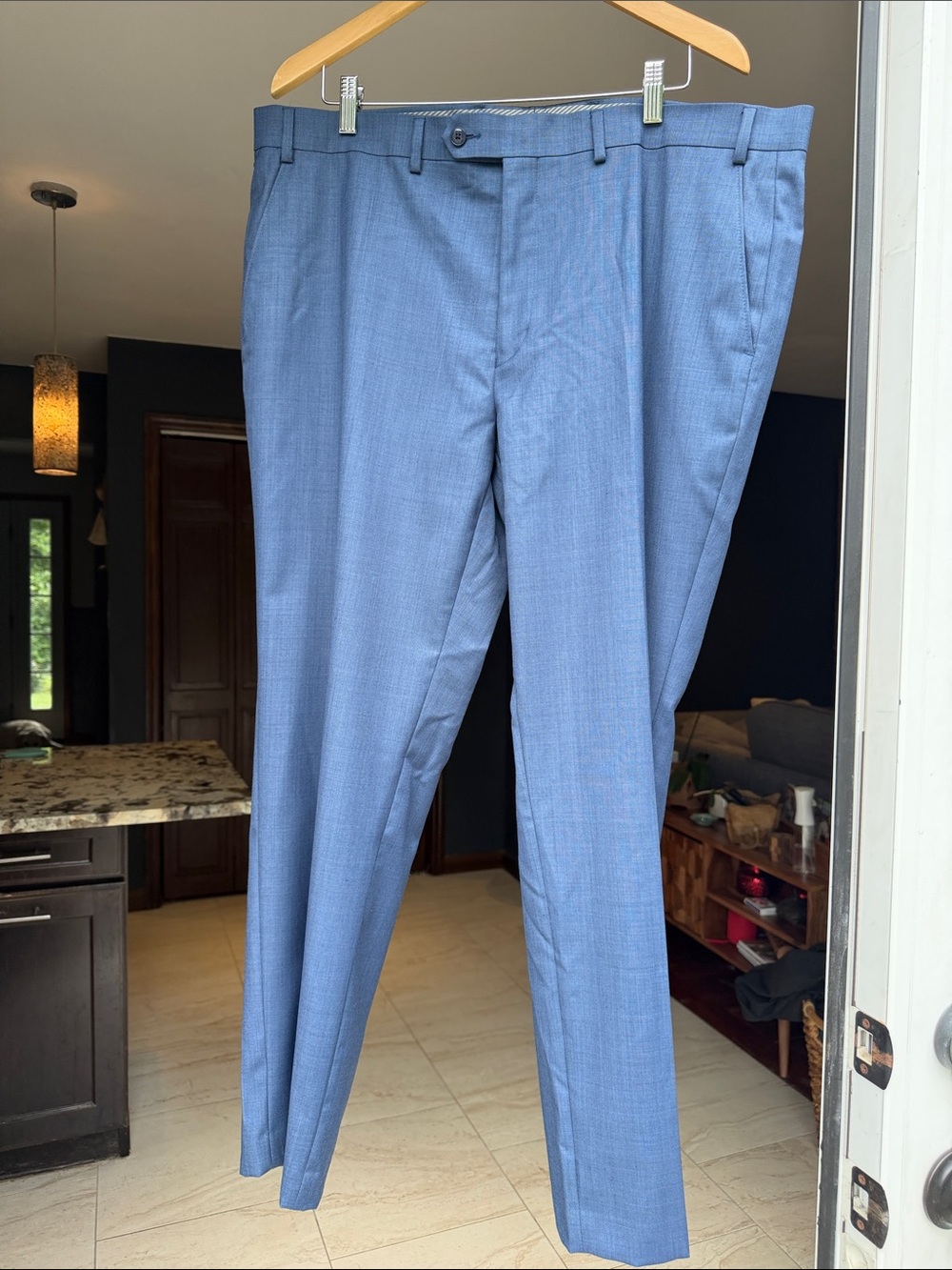 Men's Classic Blue Dress Pants - Tailored Business Trousers 40X30